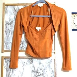 Crop top set with long sleeved